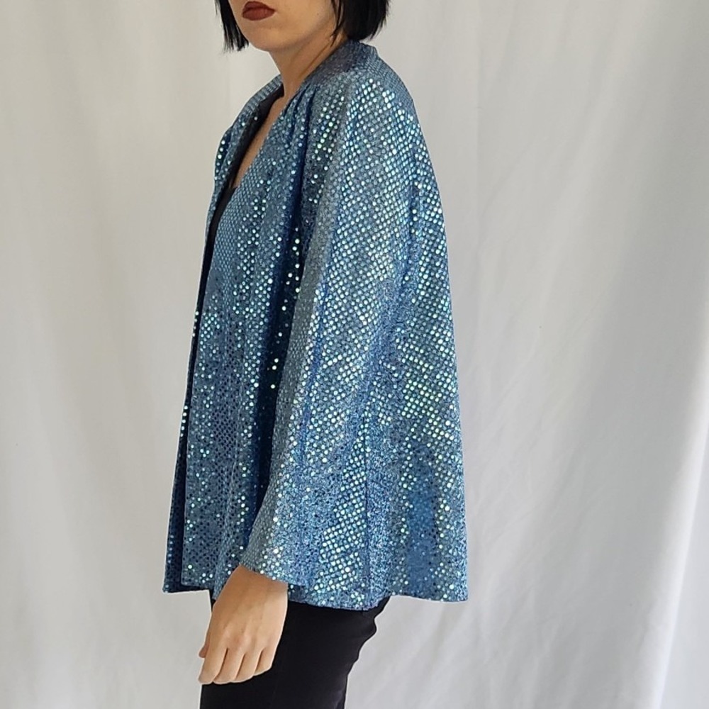 90s Blue Sequin Covered Jacket - image 2